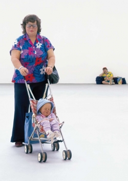 Left to right: Woman with Child in Stroller, Traveller